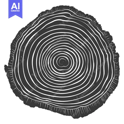 Aset premium populer: Cross-section of a tree trunk with visible growth rings