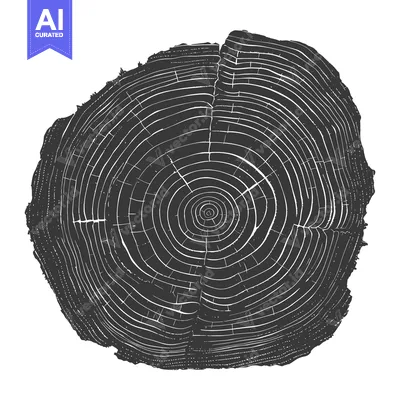 Popular premium asset: A Black and White Illustration of a Tree Trunk Cross Section