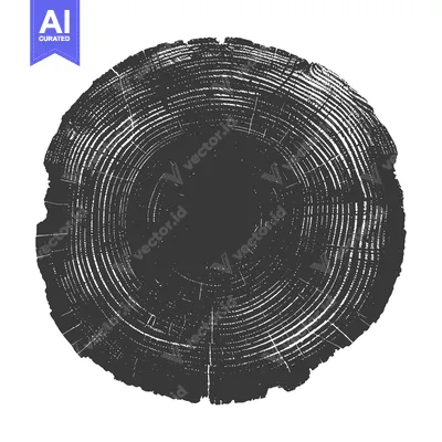 Aset desain premium: Cross-section of a tree trunk with visible rings