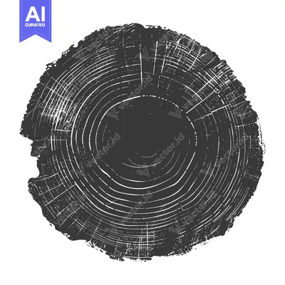 Aset desain premium: A Detailed Black and White Illustration of a Tree Cross Section