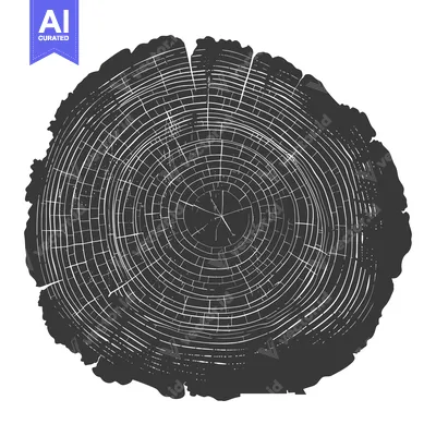 Premium design asset: Detailed Cross-Section of a Tree Trunk Showing Growth Rings