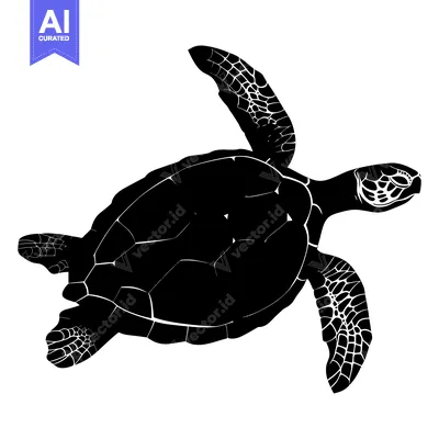 Aset premium populer: Black and White Silhouette of a Sea Turtle