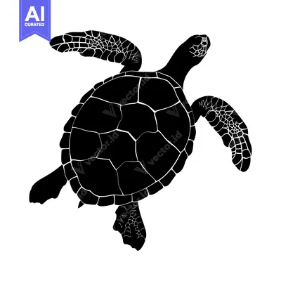 Aset premium populer: Black and White Silhouette of a Sea Turtle