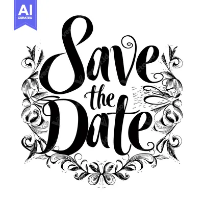Premium design asset: Save the Date Calligraphy with Ornamental Border
