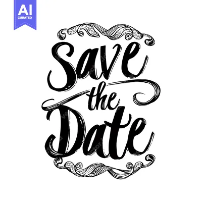 Popular premium asset: Hand-drawn Calligraphy of "Save the Date" with Ornamental Flourishes