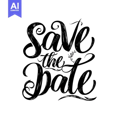 Premium design asset: Handwritten "Save the Date" Calligraphy with a Floral Accent