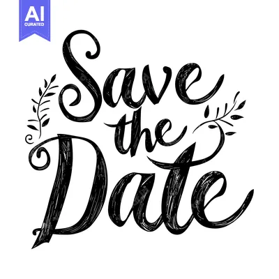 Hand-drawn "Save the Date" inscription with decorative flourishes