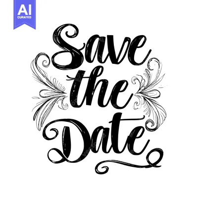 Aset desain premium: Handwritten Save the Date with Ornamental Flourishes