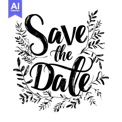 Premium design asset: Hand-drawn "Save the Date" with Floral Border