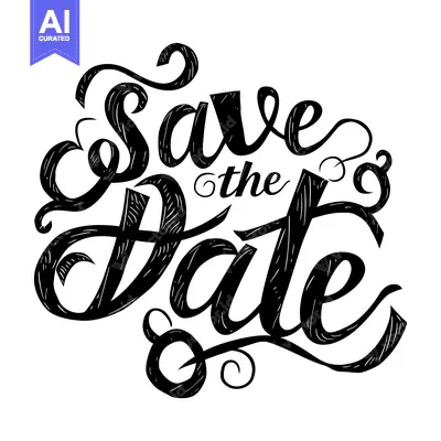 Aset desain premium: Handwritten Save the Date in Bold Cursive Script