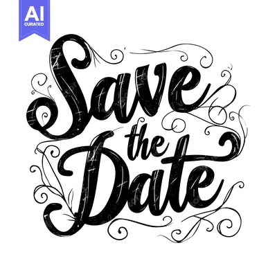 Popular premium asset: Hand-Drawn Calligraphy "Save the Date" with Decorative Swirls