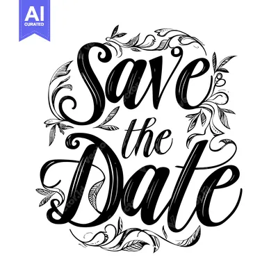 Popular premium asset: Hand-drawn calligraphy "Save the Date" with floral embellishments