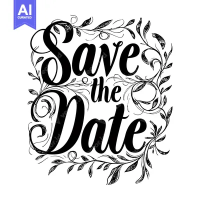 Popular premium asset: Hand-drawn calligraphy "Save the Date" surrounded by floral elements