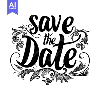 Aset premium populer: Hand-drawn "Save the Date" lettering with decorative floral elements