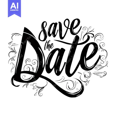 Aset desain premium: Save the Date Text with Ornamental Flourishes