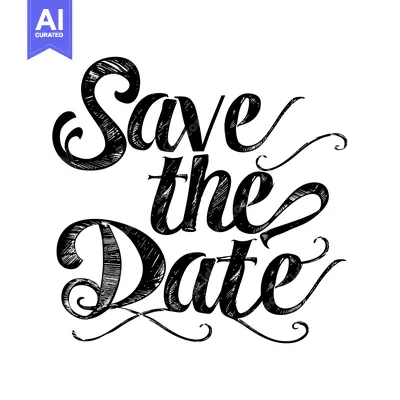 Premium design asset: Hand-Drawn "Save the Date" Calligraphy with Swirls