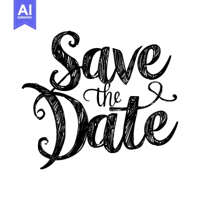 Aset premium populer: Hand-drawn Text Illustration of "Save the Date"