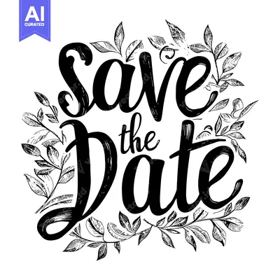 Popular premium asset: Hand-Drawn "Save the Date" Text with Decorative Foliage