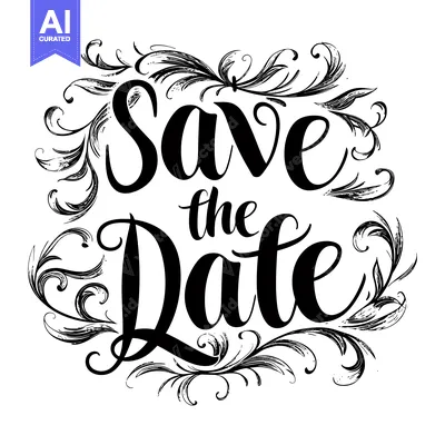 Popular premium asset: Hand-drawn calligraphy with floral design, saying "Save the Date"
