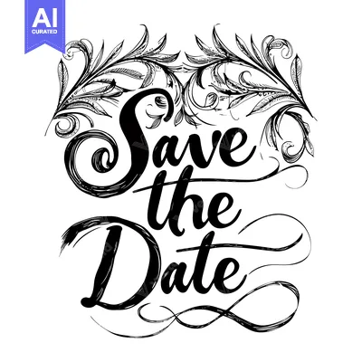Aset premium populer: Hand-Drawn "Save the Date" with Ornamental Swirls