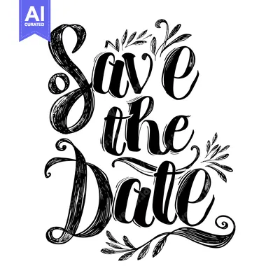 Popular premium asset: Hand-drawn calligraphy of "Save the Date" with decorative flourishes