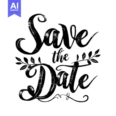 Premium design asset: Handwritten Save the Date with Floral Details