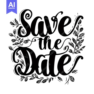 Aset premium populer: Hand-drawn lettering with floral accents announcing "Save the Date"
