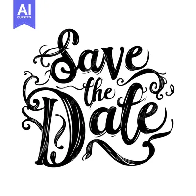 Aset premium populer: Handwritten Save the Date Phrase with Flourishes