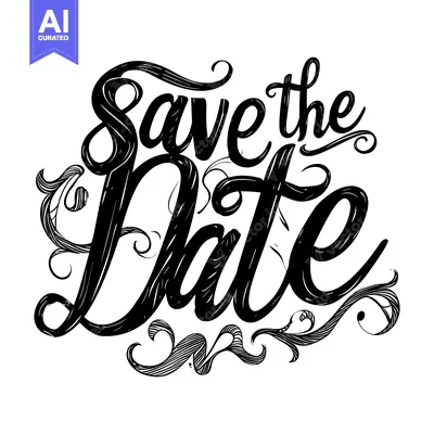 Aset premium populer: Hand-Drawn Calligraphy of Save the Date with Swirls