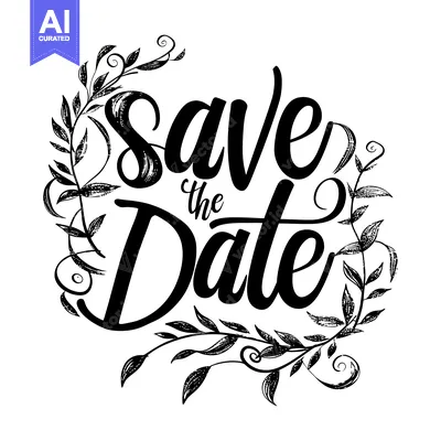 Premium design asset: Hand-drawn "Save the Date" with Floral Frame
