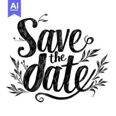 Popular premium asset: Hand-drawn Calligraphy "Save the Date" with Floral Decorations