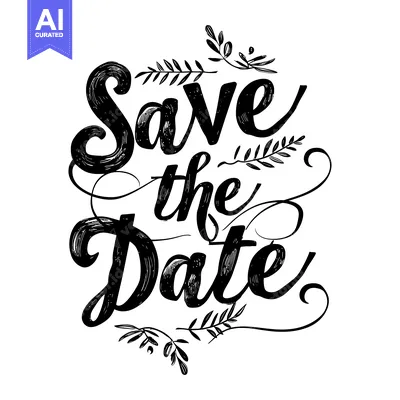 Popular premium asset: Hand-drawn calligraphy of "Save the Date" with decorative foliage