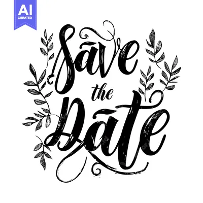Popular premium asset: Save the Date Handwritten Calligraphy with Floral Wreath