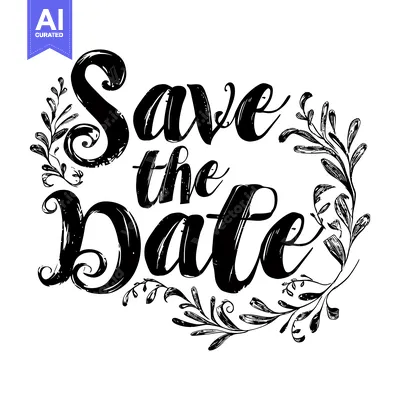 Handwritten "Save the Date" with Floral Ornamentation