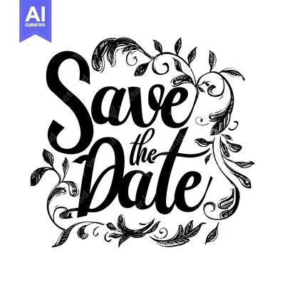 Hand-drawn "Save the Date" with Floral Ornamentation