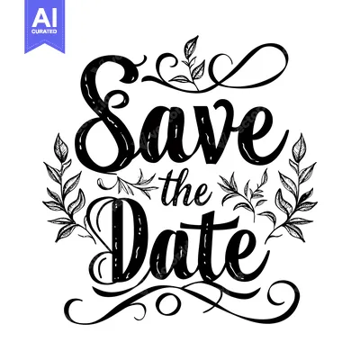 Popular premium asset: Hand-drawn calligraphy "Save the Date" with floral embellishments
