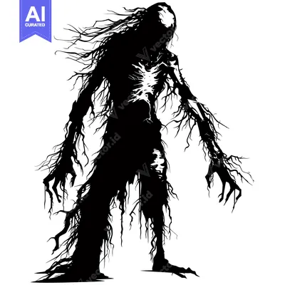 Aset premium populer: A Silhouette of a Fleshless, Gnarled Creature with Long, Sharp Claws