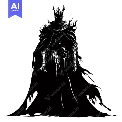 Silhouetted King with Crown and Flame-Like Cape
