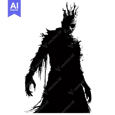 Silhouette of a monstrous humanoid creature with a crown of thorns