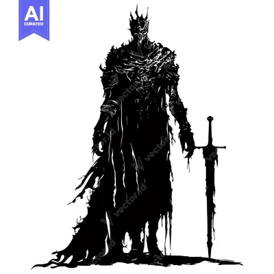 Popular premium asset: Silhouette of a Dark Knight with a Sword