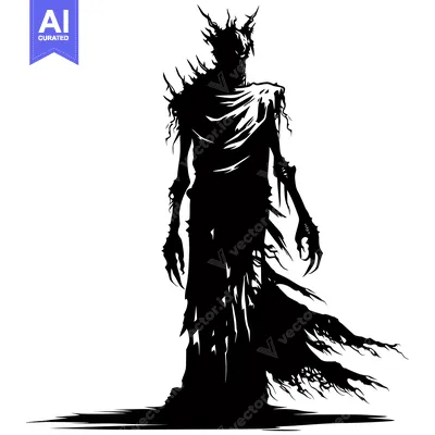 Silhouette of a Spiked, Glowing, and Cloaked Demon