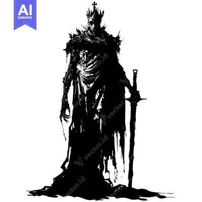 Popular premium asset: A Silhouette of a Grim, Crowned Figure Holding a Sword