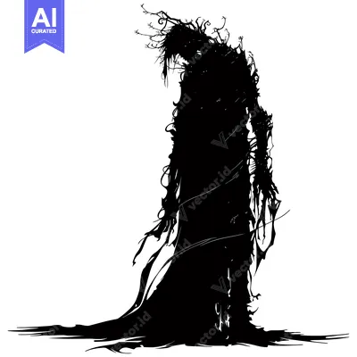 Silhouette of a Creature with Vines Growing from its Head