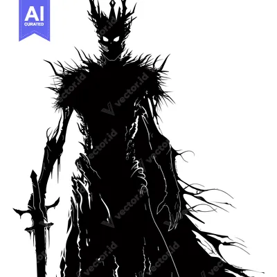 Aset premium populer: Silhouette of a Dark King Holding a Sword