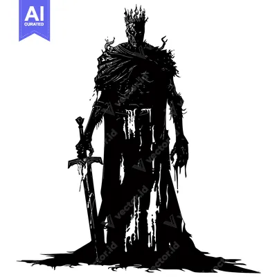Aset premium populer: Silhouette of a Decaying King Holding a Sword