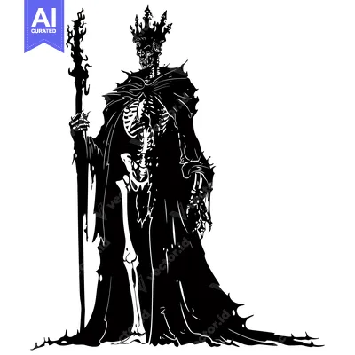 Popular premium asset: Skeletal Figure in a Crown and Robe Holding a Staff