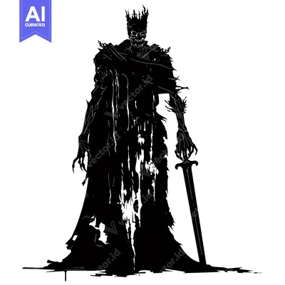 Aset premium populer: Silhouette of a Skeleton King Holding a Sword