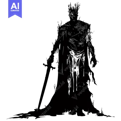 Premium design asset: Silhouette of a Corrupted King Holding a Sword