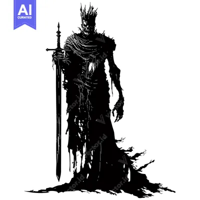 Silhouette of a Corrupted King with a Sword