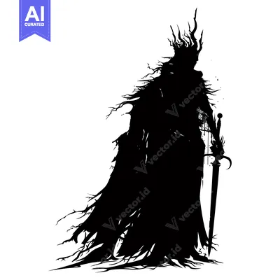 Popular premium asset: A Silhouette of a Dark Figure with a Crown and Sword